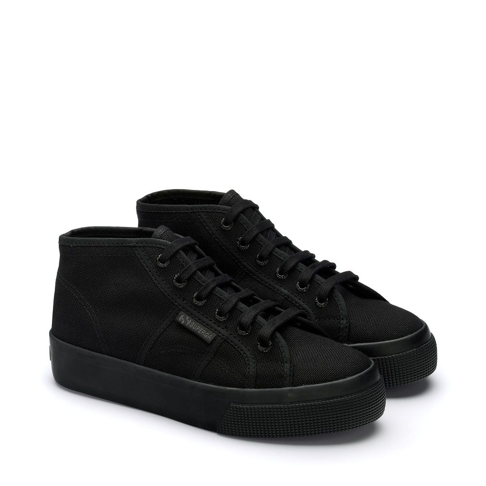 Superga 2578 Cotu Black High Top Sneakers - Women's Sneakers USA | US1198966